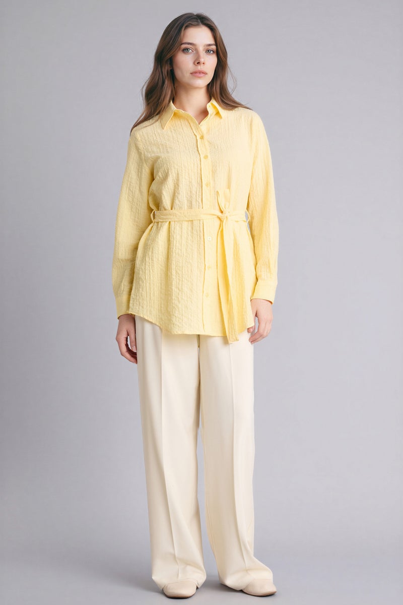 DeFacto Yellow Woman Regular Fit Wowen Fabrics Long Sleeve Tunic Casual - Image 2